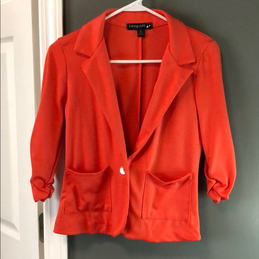 Orange, soft knit blazer!